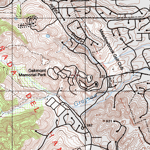 Topographic Map of Oakmont Memorial Park, CA