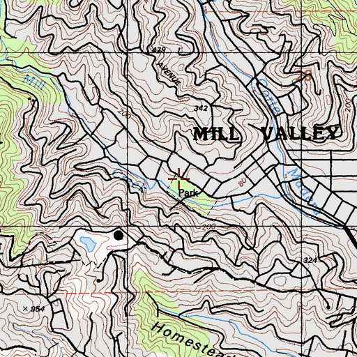 Topographic Map of Old Mill Elementary School, CA
