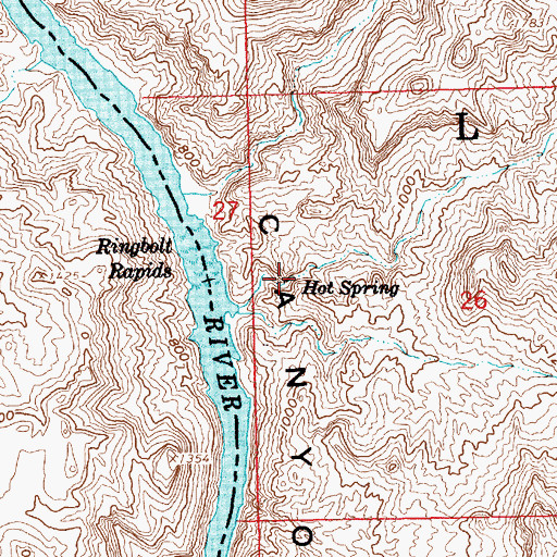 Topographic Map of Hot Spring, AZ