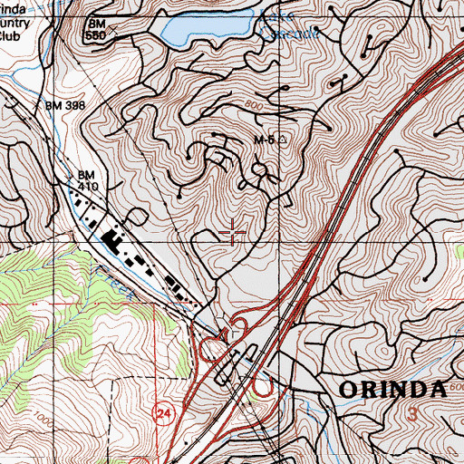 Topographic Map of Orinda Academy, CA