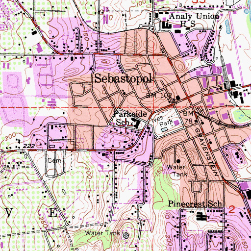 Topographic Map of Park Side Elementary School, CA