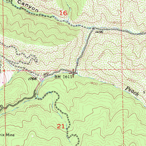 Topographic Map of Peach Tree Creek, CA