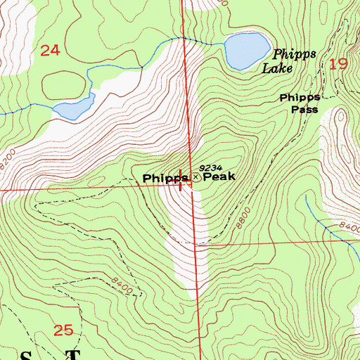 Topographic Map of Phipps Peak, CA
