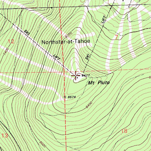 Topographic Map of Mount Pluto, CA
