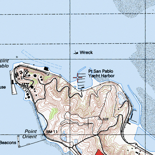 Topographic Map of Point San Pablo Yacht Harbor, CA