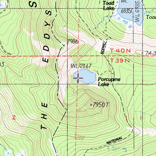 Topographic Map of Porcupine Lake, CA