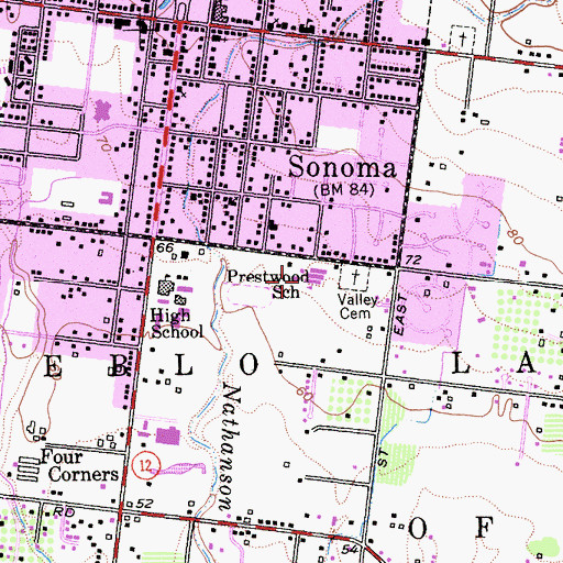 Topographic Map of Prestwood Elementary School, CA
