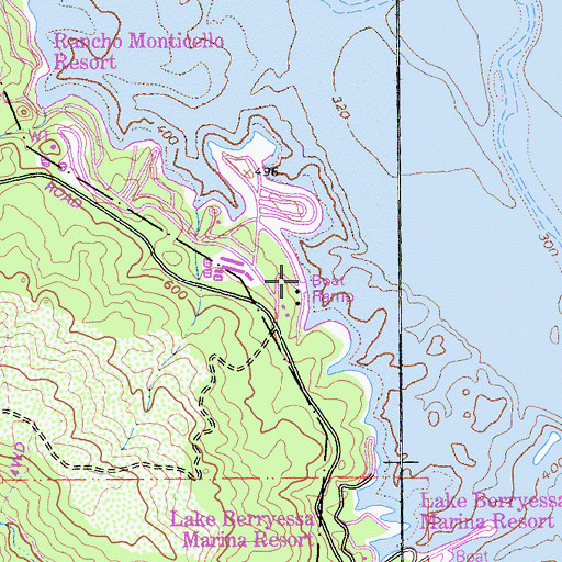 Topographic Map of Rancho Monticello, CA