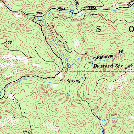 Topographic Map of Renevar Gulch, CA