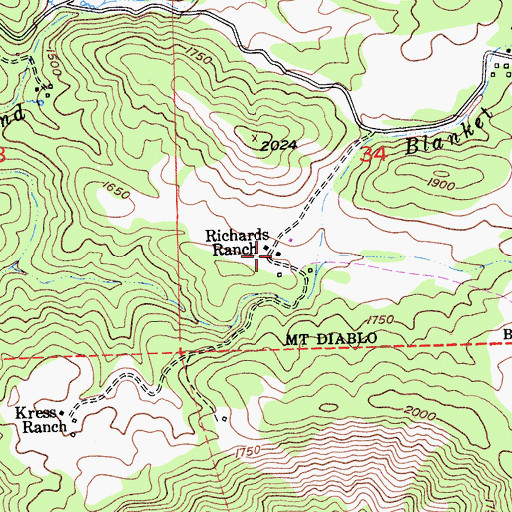 Topographic Map of Richards Ranch, CA
