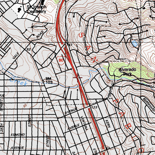 Topographic Map of Riverside Elementary School, CA