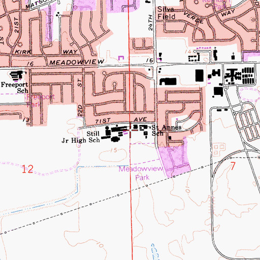 Topographic Map of Saint Anne School, CA