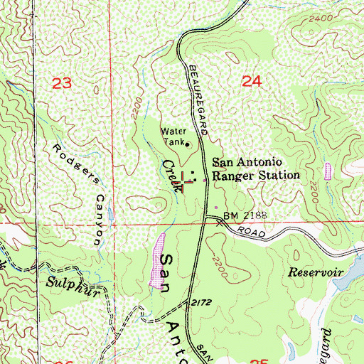 Topographic Map of San Antonio Ranger Station, CA