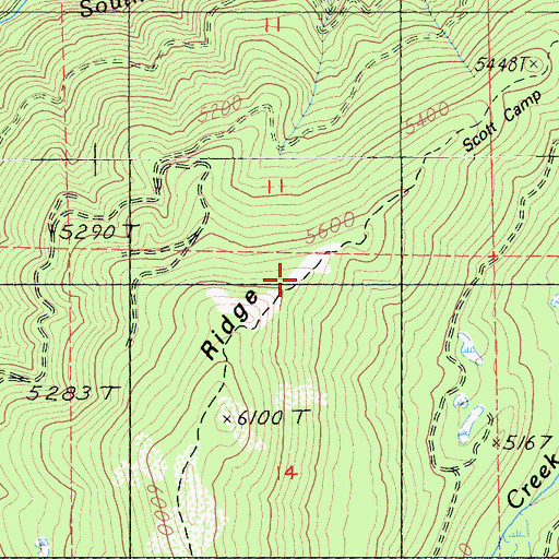Topographic Map of Scott Camp Ridge, CA