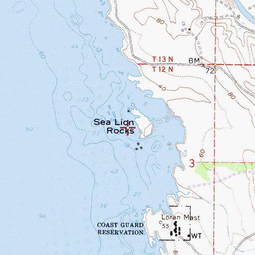 Topographic Map of Sea Lion Rocks, CA