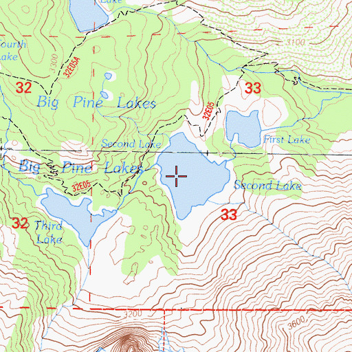 Topographic Map of Second Lake, CA