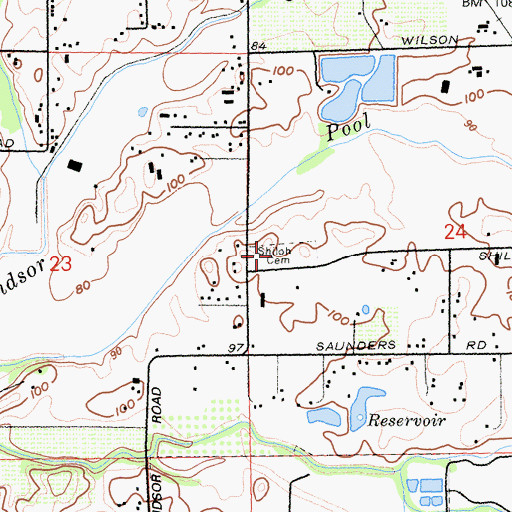 Topographic Map of Shiloh Cemetery, CA