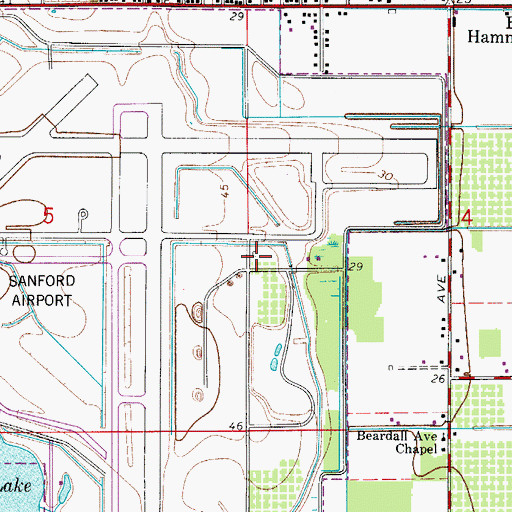 Topographic Map of Orlando Sanford International Airport Authority Fire Department Station 51, FL