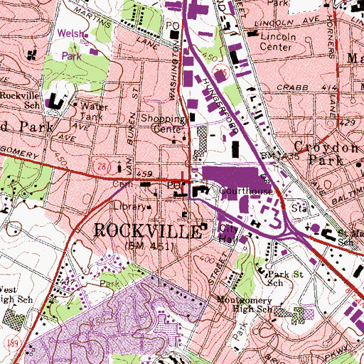 Topographic Map of Rockville City Police Department, MD