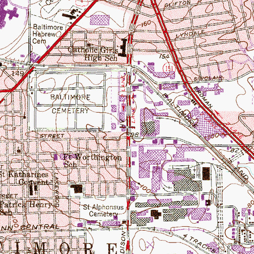 Topographic Map of Baltimore Police Department Eastern District, MD