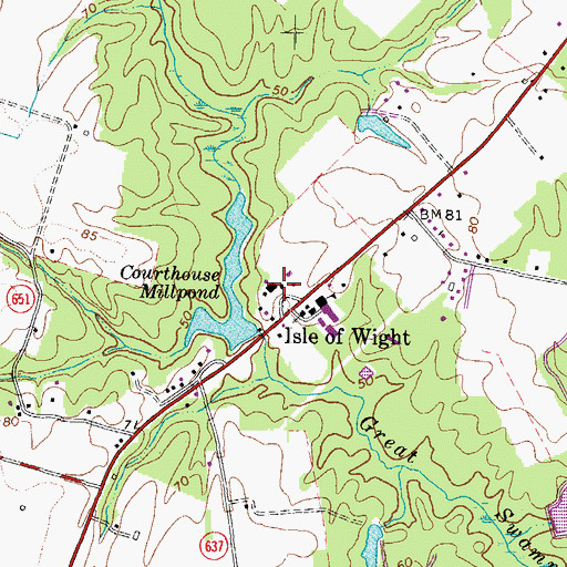 Topographic Map of Isle of Wight County Department of Emergency Services, VA