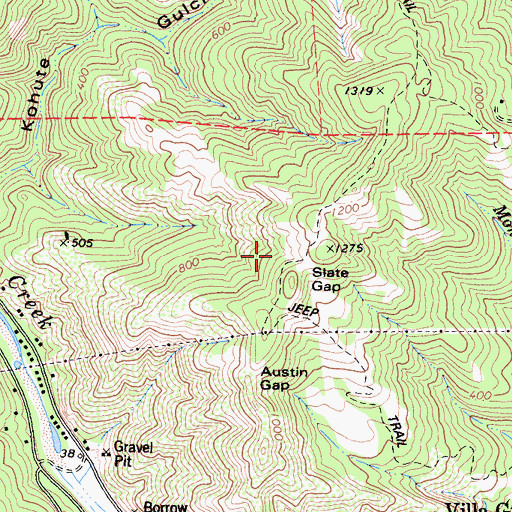 Topographic Map of Slate Gap, CA