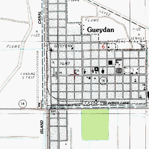 Topographic Map of Gueydan Fire Department, LA
