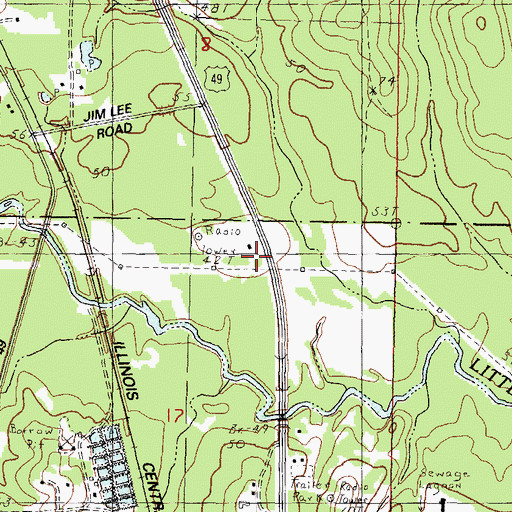 Topographic Map of Mississippi Highway Patrol District 8, MS