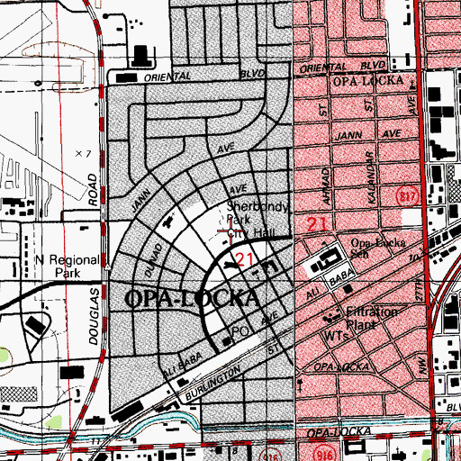 Topographic Map of Opa - Locka Police Department - Crime Prevention, FL