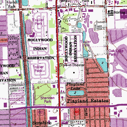 Topographic Map of Seminole Police Department - Hollywood, FL