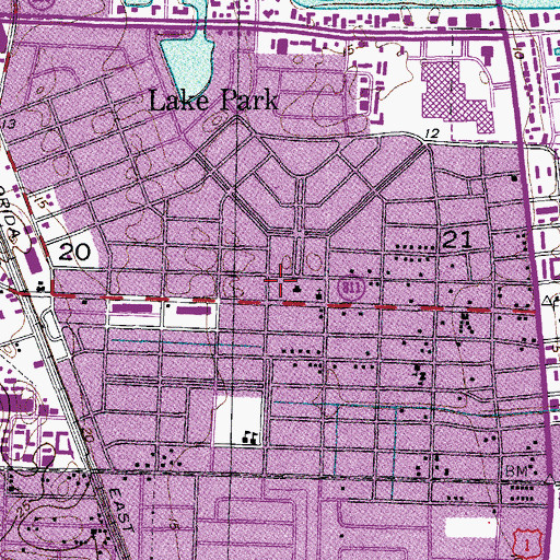 Topographic Map of Lake Park Police Department, FL