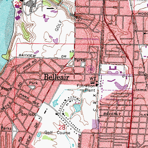 Topographic Map of Belleair Police Department, FL