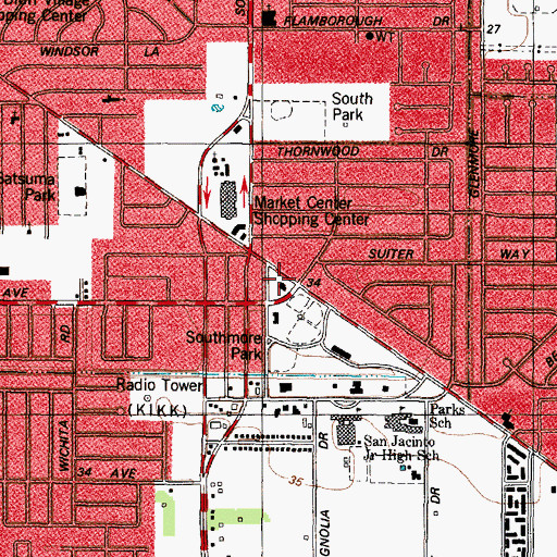 Topographic Map of Pasadena Volunteer Fire Department Station 3, TX