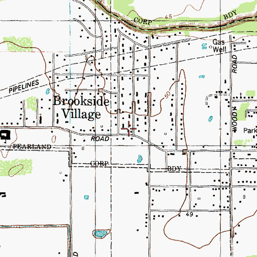Topographic Map of Brookside Village Volunteer Fire Department, TX