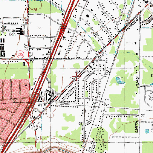 Topographic Map of Eastex Freeway Volunteer Fire Department, TX