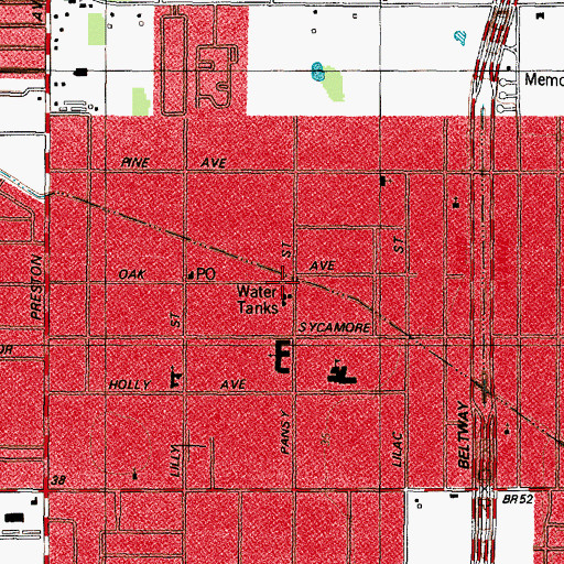 Topographic Map of Pasadena Volunteer Fire Department Station 5, TX
