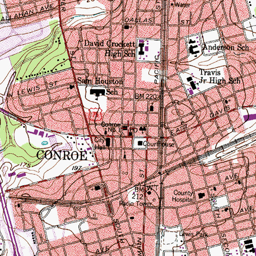 Topographic Map of Conroe Fire Department Administration Building, TX