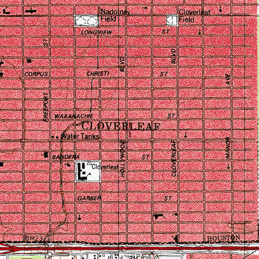 Topographic Map of Cloverleaf Volunteer Fire Department Station 1, TX