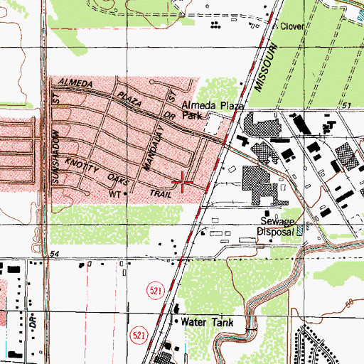 Topographic Map of Houston Fire Department Station 47, TX