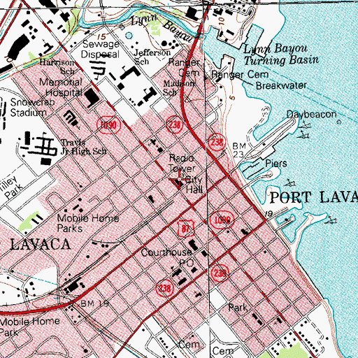 Topographic Map of Port Lavaca Police Department, TX