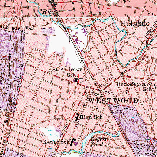 Topographic Map of Saint Andrew's Roman Catholic Church, NJ
