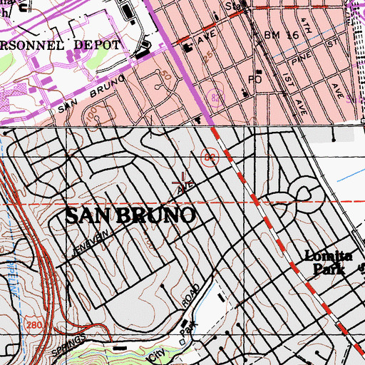 Topographic Map of Edgemont School, CA