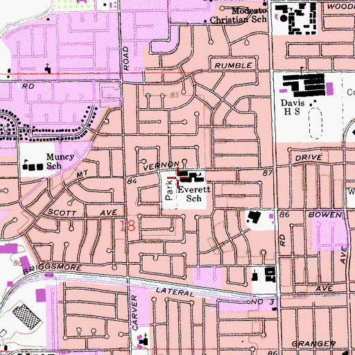 Topographic Map of Catherine Everett Elementary School, CA