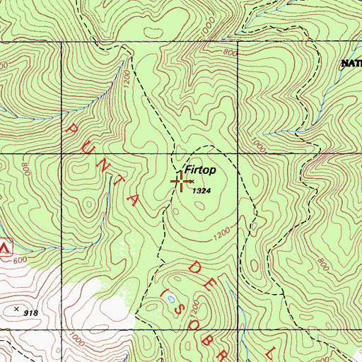 Topographic Map of Firtop, CA