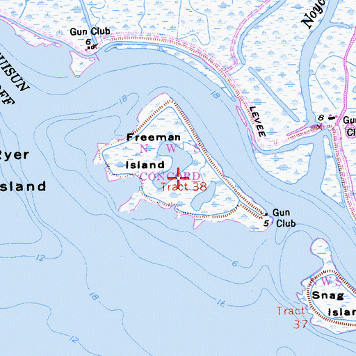 Topographic Map of Freeman Island, CA