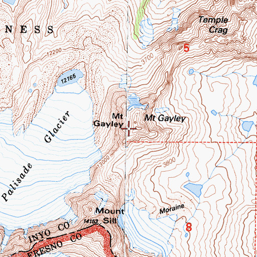 Topographic Map of Mount Gayley, CA