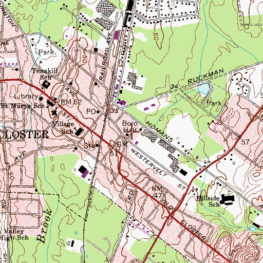 Topographic Map of Closter Boro Hall, NJ