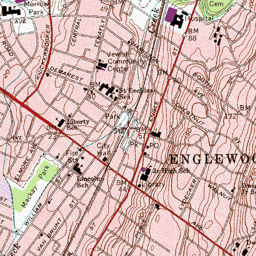 Topographic Map of Englewood Station, NJ