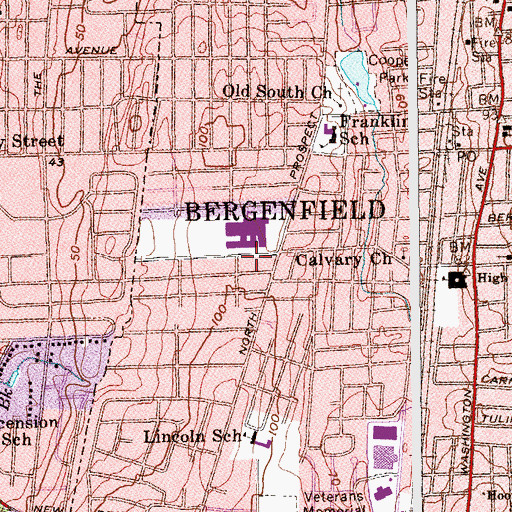Topographic Map of Prospect Fire Company 1, NJ