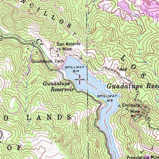 Topographic Map of Guadalupe Reservoir, CA